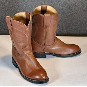 Justin Junior Kids Leather Western Cowboy Boots Tan Brown 3802Y Size 2.5 D